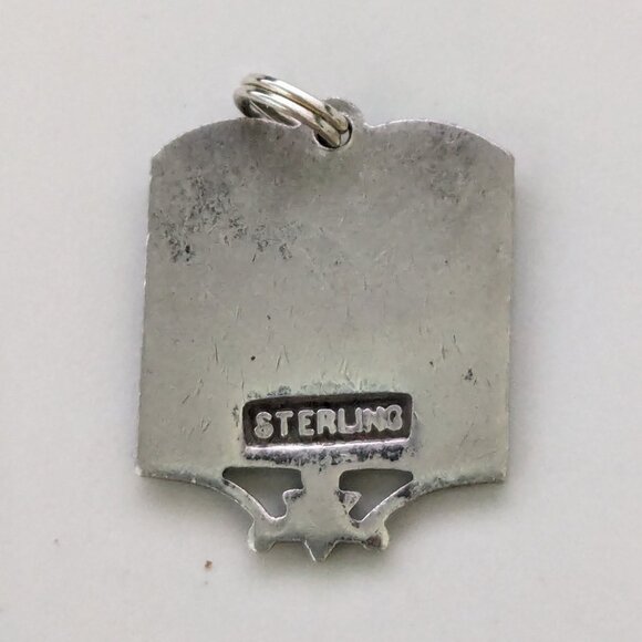 Art Deco Era Hebrew 10 Commandments Blue/White Enamel Sterling Silver Charm - Picture 3 of 3